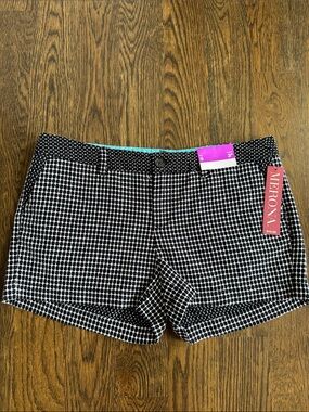 NWT Merona Black & White Grid Stretch Jean Shorts